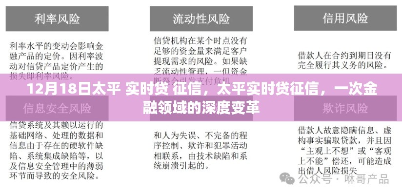 太平實(shí)時(shí)貸征信，金融領(lǐng)域的深度變革新篇章