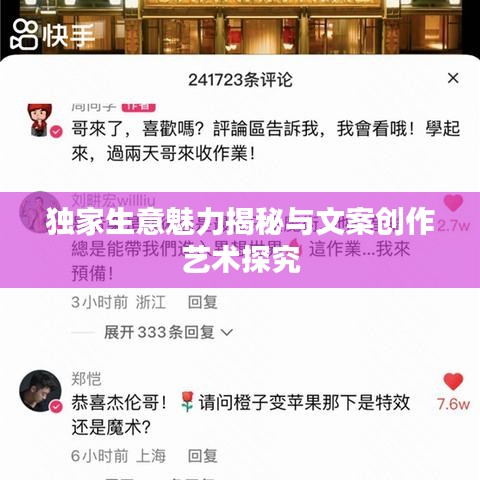 獨家生意魅力揭秘與文案創(chuàng)作藝術探究