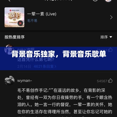 背景音樂獨家，背景音樂歌單 