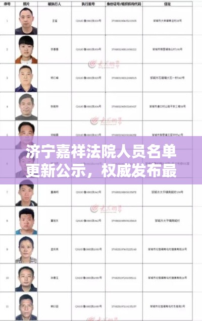 濟(jì)寧嘉祥法院人員名單更新公示，權(quán)威發(fā)布最新名單
