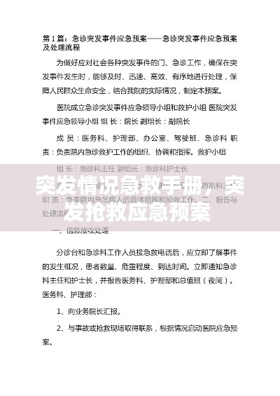 突發(fā)情況急救手冊，突發(fā)搶救應(yīng)急預(yù)案 
