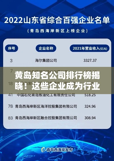 黃島知名公司排行榜揭曉！這些企業(yè)成為行業(yè)翹楚！