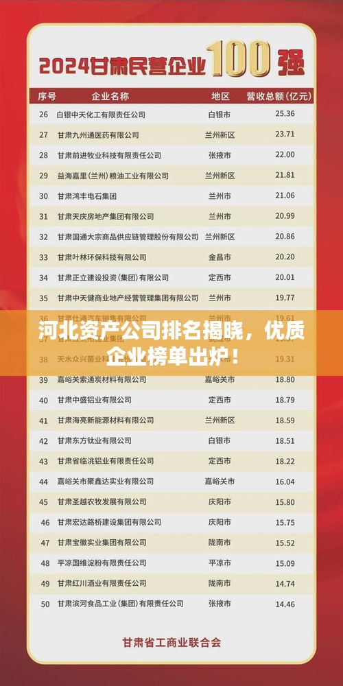 河北資產(chǎn)公司排名揭曉，優(yōu)質(zhì)企業(yè)榜單出爐！