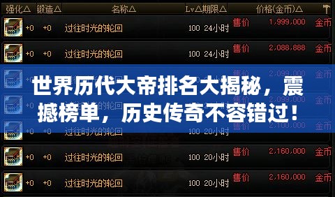 世界歷代大帝排名大揭秘，震撼榜單，歷史傳奇不容錯過！