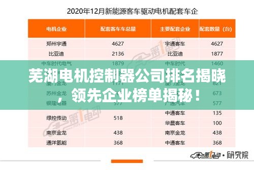 蕪湖電機(jī)控制器公司排名揭曉，領(lǐng)先企業(yè)榜單揭秘！