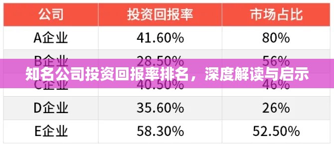 知名公司投資回報(bào)率排名，深度解讀與啟示
