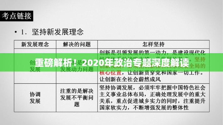 重磅解析！2020年政治專題深度解讀