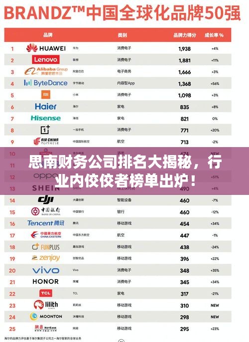 思南財(cái)務(wù)公司排名大揭秘，行業(yè)內(nèi)佼佼者榜單出爐！