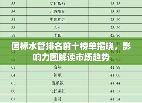 國標(biāo)水管排名前十榜單揭曉，影響力圖解讀市場趨勢