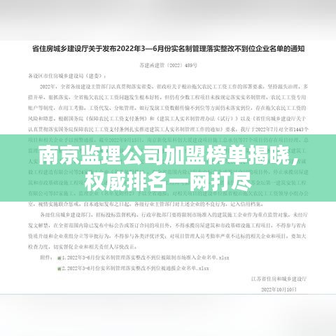 南京監(jiān)理公司加盟榜單揭曉，權(quán)威排名一網(wǎng)打盡