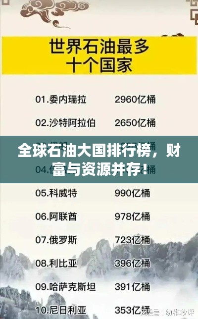 全球石油大國排行榜，財富與資源并存！