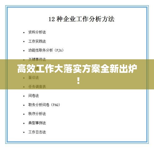高效工作大落實(shí)方案全新出爐！