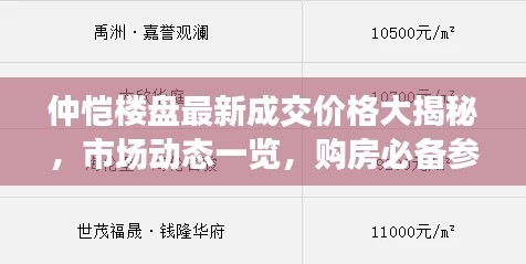 仲愷樓盤最新成交價格大揭秘，市場動態(tài)一覽，購房必備參考