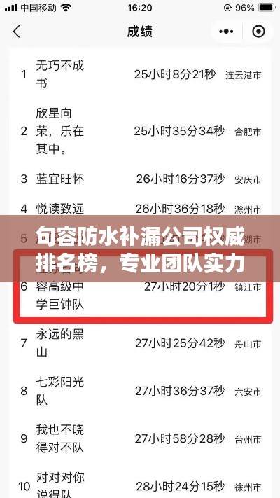 句容防水補漏公司權威排名榜，專業(yè)團隊實力大比拼！